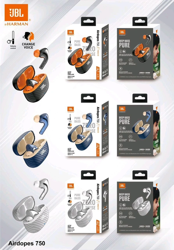 Jbl Airdrops J-750 Voice Changer & Volume Control Heavy Sound Quality Earbuds 
