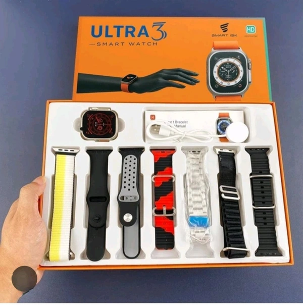 New Ultra 3 (7in1) Ultra Smart Watch Multi Colour And Metal Belt