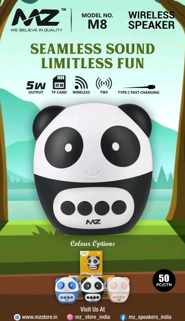 Mz M8 Panda Speaker Seamless Sound Limitless Fun Wireless Speaker 