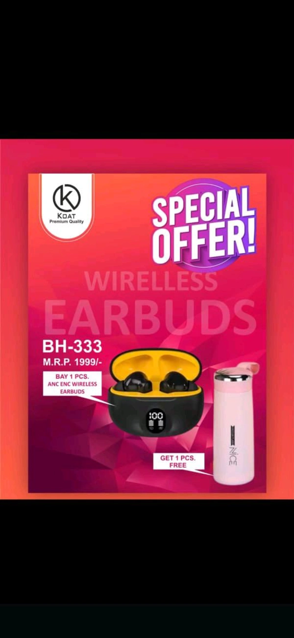 Koat Premium Quality BH-333 Digital Led Earbuds (By One Get One Water Bottle Free 6 Months Warranty)