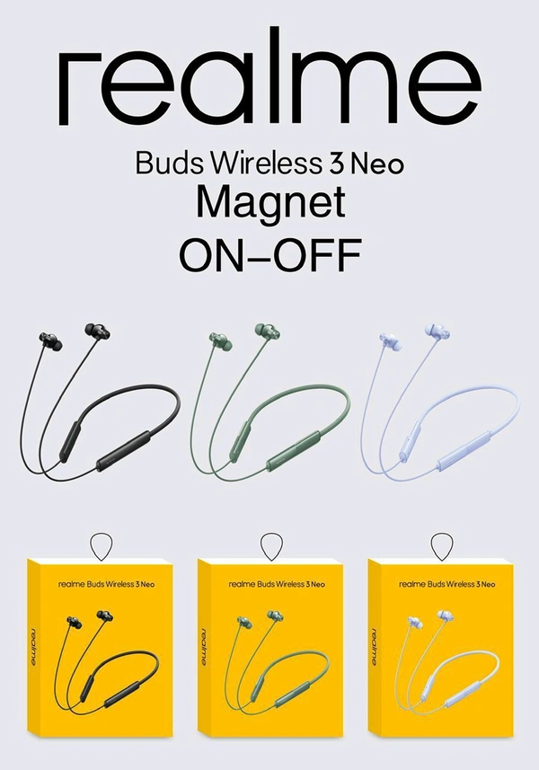 Realme New Buds Wireless 3 Neo Magnetic On Off Nackband 