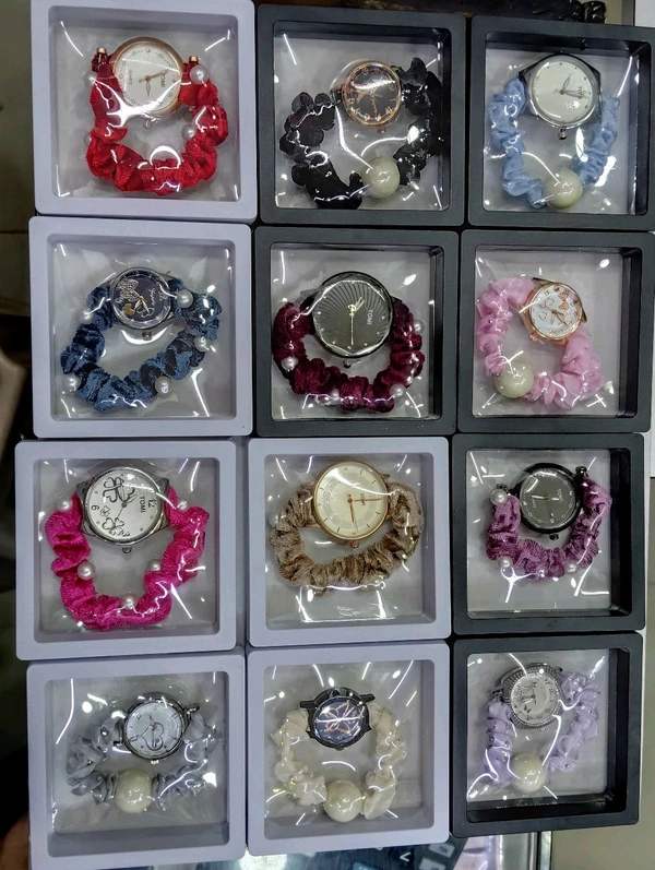 Women's And Girls Colorful scrunchie  Bracelet Watch 
