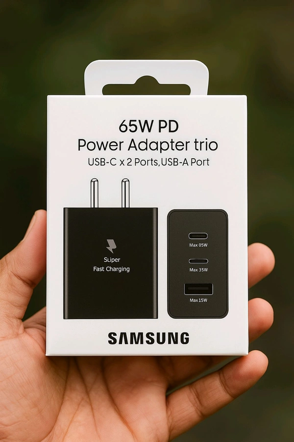 Samsung 65Wts Power Charger (Usb-1× Ports, Type-c 2× Port With 1Mtr Cable)