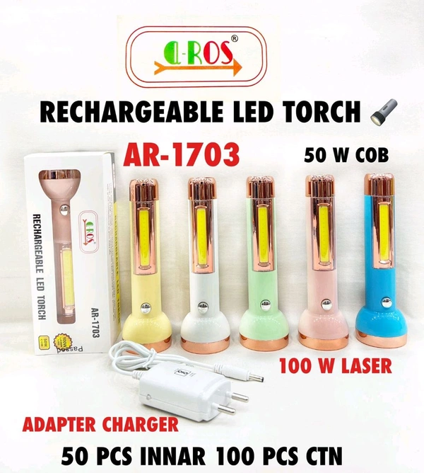Aros New Rechargeable Led Torch Ar-1703 100w Laser