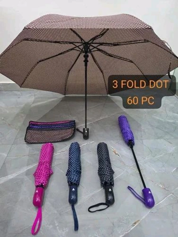 3 Fold Dot Umbrella (Singal Pcs Seperate Pecking)
