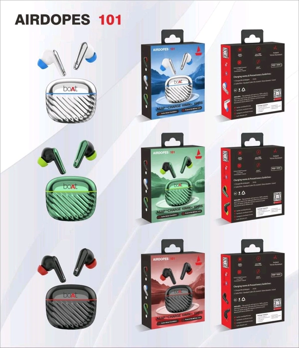 Boat 101 shiny ✨ Earbuds Extra Bass Sound 1by1 Lamination 200 Pcs Ctn - One Plus