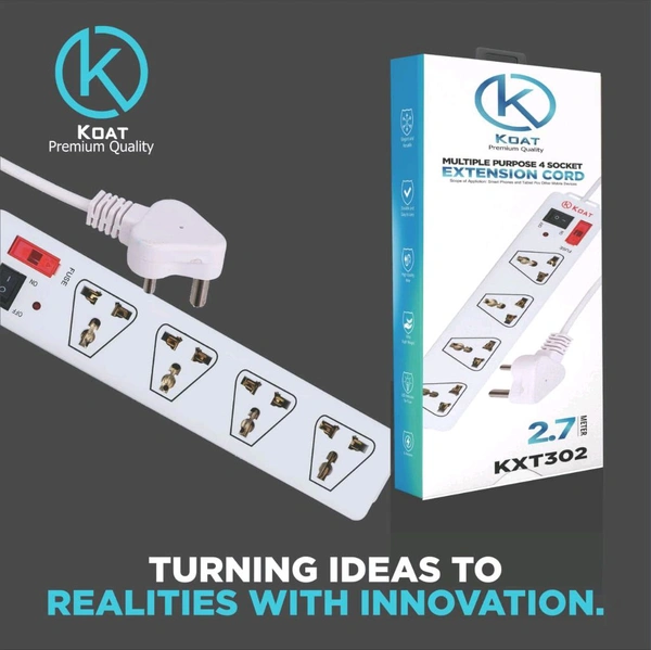 Koat Kt-302 Multiple Purpose Extension Cord (4 Socket 2.7Mtr Cable 6 Months Warranty)