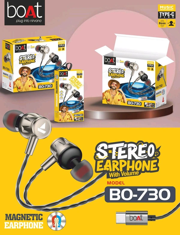 Boat 730 HF Type C Pin 💯% Og Magnetic 🧲 Ear Extra Bass Sound 10-10 PCs Inner 300 PCs Ctn