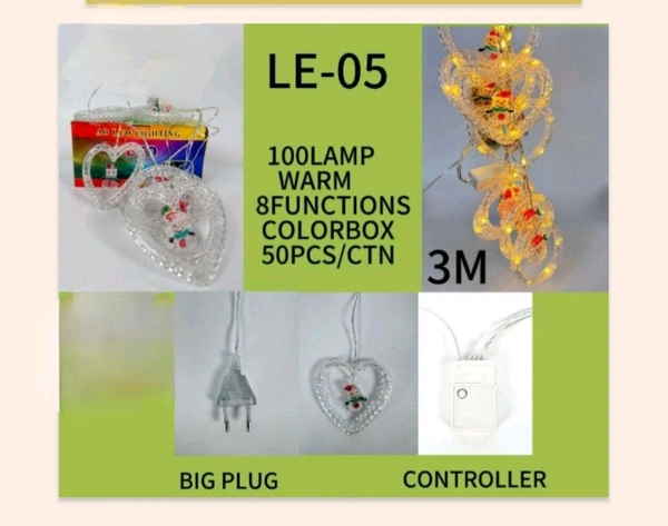 Bluehue® LE-05 (100Lamp Warm 8 Functions Colour Box 3Mtr Big Plug, Controller) Decoration Lights 