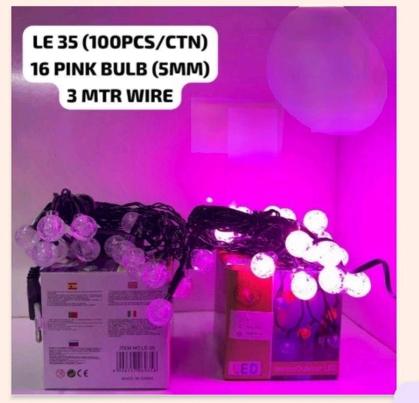 Bluehue® Le-35 Decoration Lights (16 Pink Blub ,5mm ,3Mtr) Pink Colour 