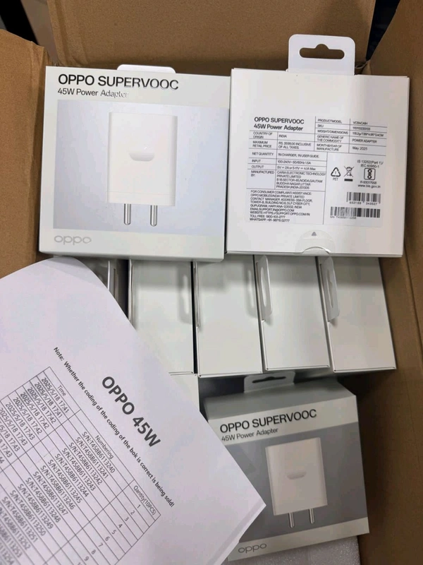 Oppo Super Vooc 45Wts 💯% Pure Og Power Adapter (Care Original)