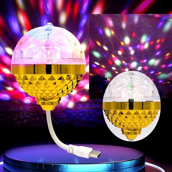  LED Colorful Rotating Magic Ball Disco Flexible USB Plug Light Bulb 