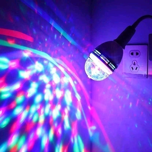  LED Colorful Rotating Magic Ball Disco Flexible USB Plug Light Bulb 