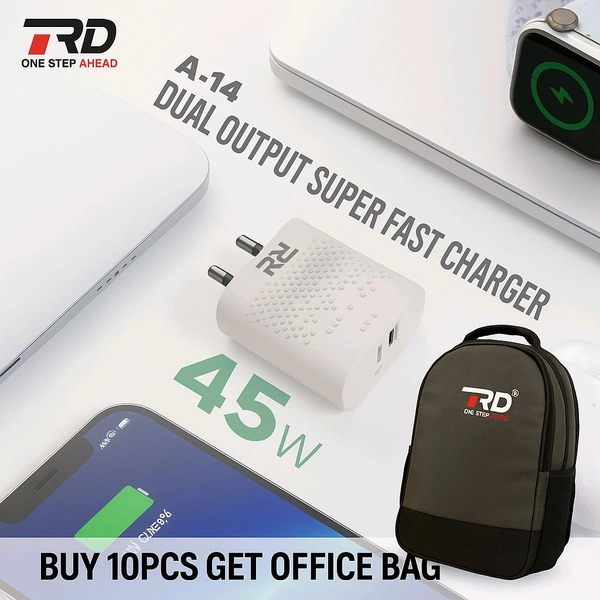 RD A-14 45w Dual Output Super Fast Charging ( Buy 10pcs Get Office Bag Free )