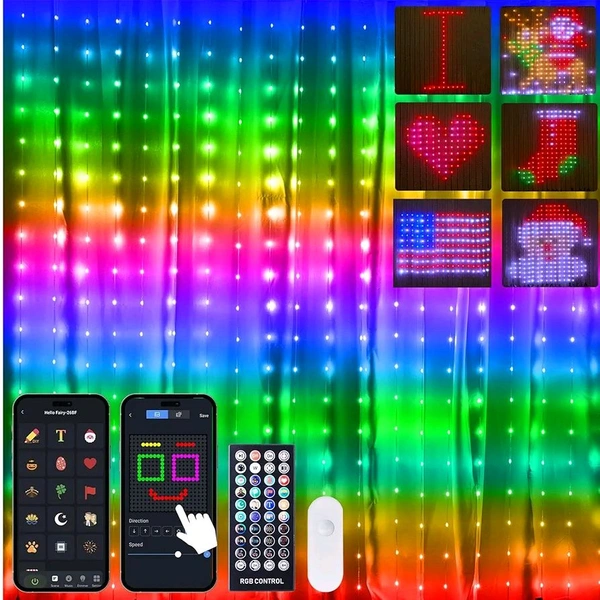 New Smart Bluehue® LE-01 RGB Curtain Lights (Size 1m × 1m)  With App  control 