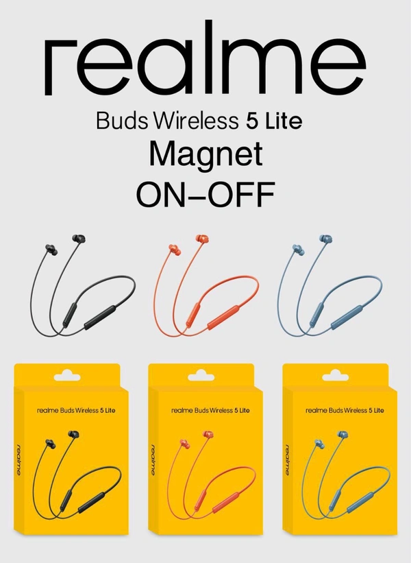 New 🆕 Realme Wireless 5 Lite Magnetic 🧲 on Off Extra Bass Sound Nackband 