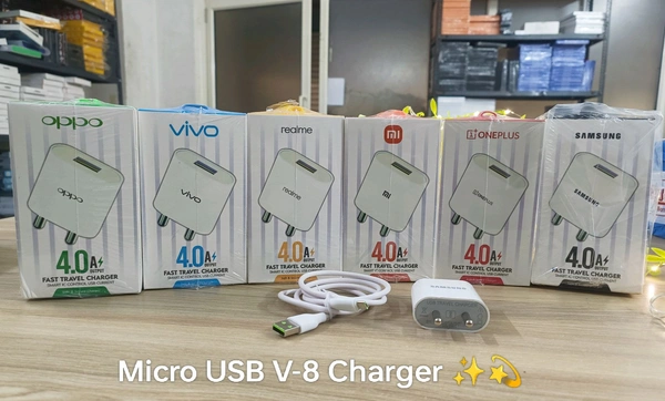 New Mix Model ( Oppo ,Vivo ,Mi, Realme, Samsung, OnePlus) Micro Usb V-8 Charger 4.0 Amp Output  - Mi
