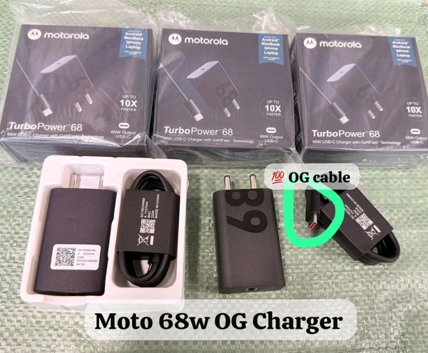 Motorola New Turbo Power (68Wts PD Ganfast, Up To 10X Faster) Charger 