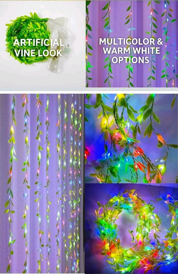 🌿 MZ-306 Green Leaf Curtain Lights | 200 LED | Multicolor Decoration Light