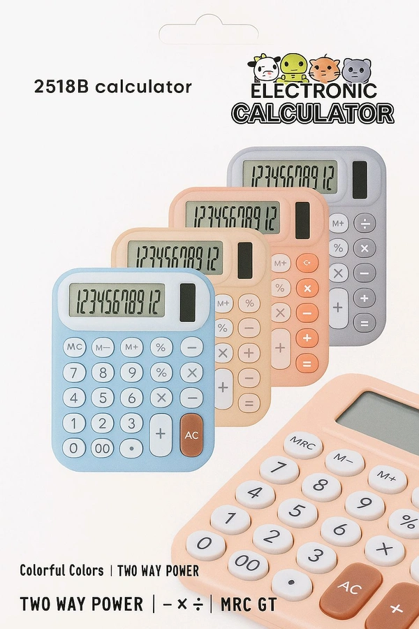 New 🆕 2518 B Electronic Calculator (Colourful Colour , Two Way Power 