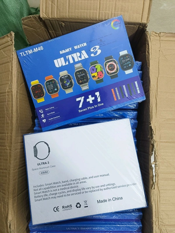 New 🆕 TLTM-M-46 Ultra 3 Smart Watch 7in1 (Wireless Charger , Metal Strap , 7 Different Strap Colour)