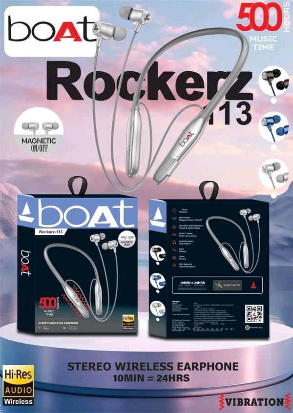 Boat Rockerz 113 Magnetic 🧲 On Off Full Vibration metal & Magnet 🧲 Ear Nackband 