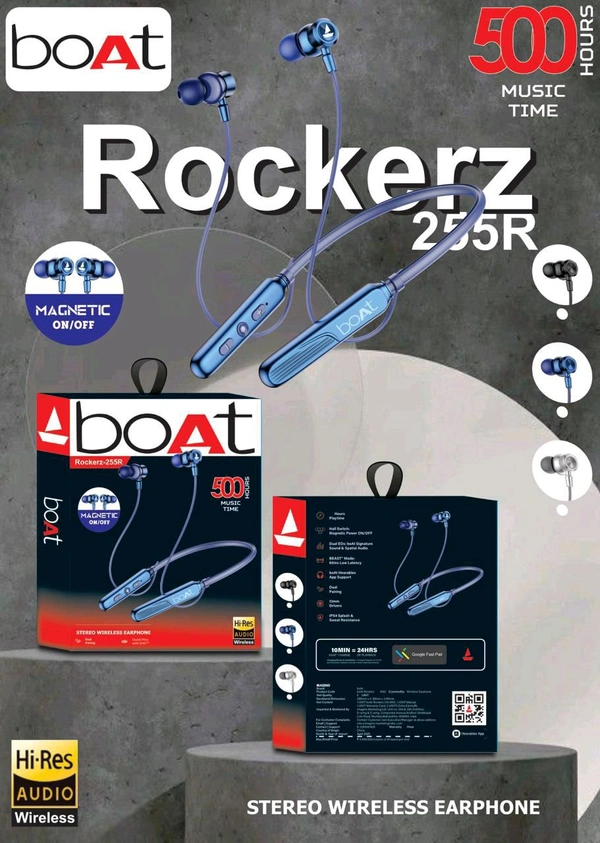 Boat Rockerz (255R) Magnetic 🧲 On Off All Metal Shiny ✨ Metal & Magnet 🧲 Ear Nackband 