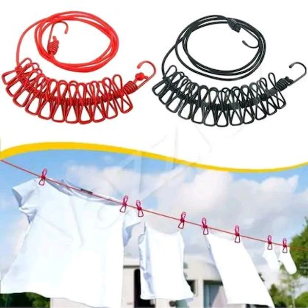 New Cloth Clip Rope – 12 Pcs Set | Mix Colour | Strong & Durable
