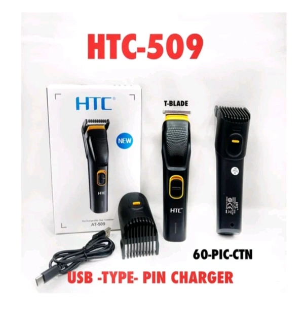 HTC AT-509 Rechargeable Hair Trimmer (T-blade Design, Patent New Model, Type C Charging Port)