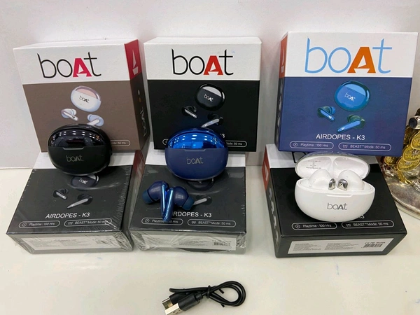Boat K-3 Pods Heavy Premium Quality Hard Box Pecking Earbuds (All Shining 🌟 Type C Port)