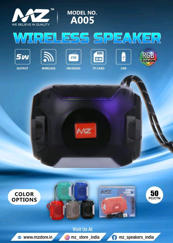 MZ  New A005 Wireless Speakers Multi  Colour Limited Stock 