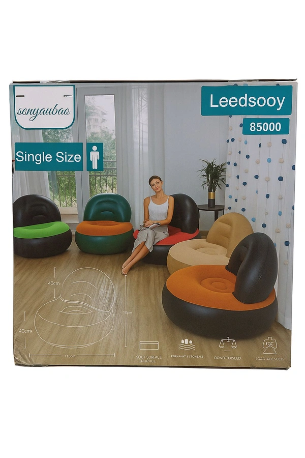 Inflatable Air Sofa Single Size (Leedsooy 85000 , Fresh Breathable, Anti Rollover , Strong Bearing Capacity)