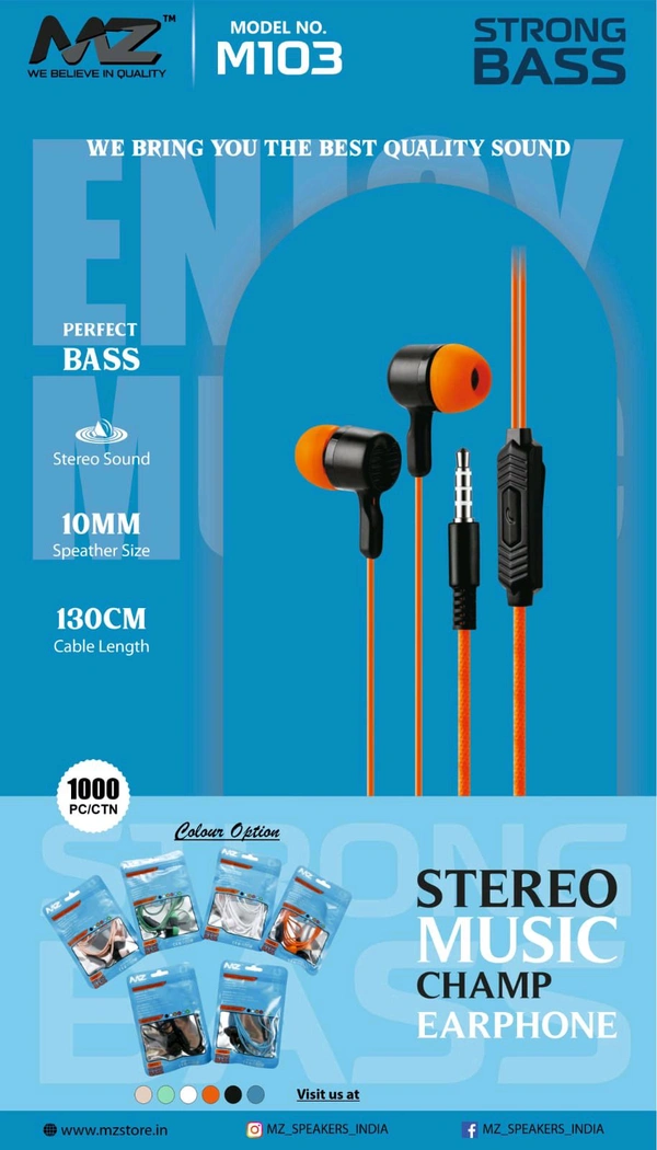 MZ M-103 Strong Bass Sound Og Quality Champ Earphone 