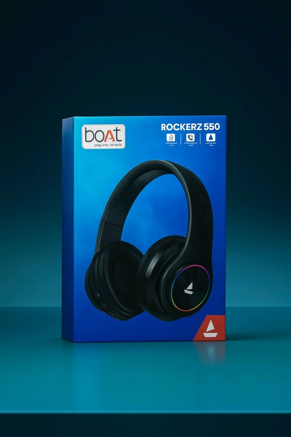 Boat New Rockerz-550 Wireless Heavy Premium Quality Headphones (Adjustable Headband ! Support TF Card ! Aux Port ! Control Button ⏏️ )