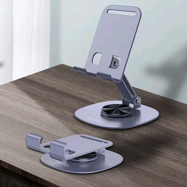 Desktop Folding Phone Stand 360° Rotateing Adjustable Metal Stand for Mobile & Tablet Devices