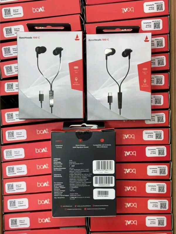 Boat B-100-C Pure Og Type C Jack Box Pecking Earphone (Pure Company  Orginal 100%)