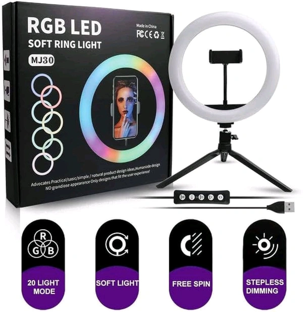 RGB LED SOFT RING LIGHT MJ-30 (14" Inch Colourful 360° Rotating)