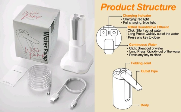 New 🆕 Rechargeable Electric Water Pump (Rechargeable , Folding, Type C Charging Port)