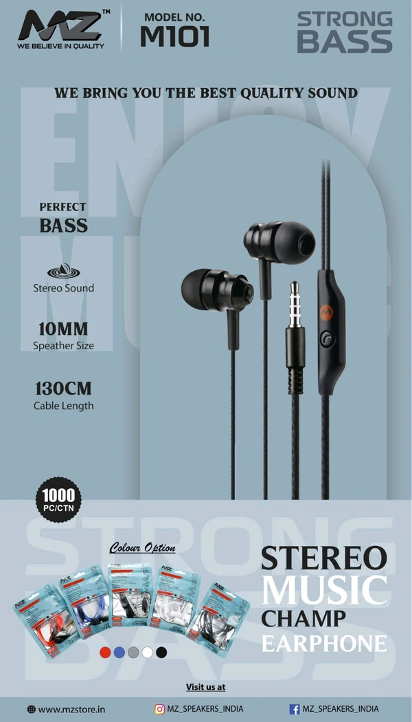 MZ M-101 Stereo Bass Sound Champ Earphone
