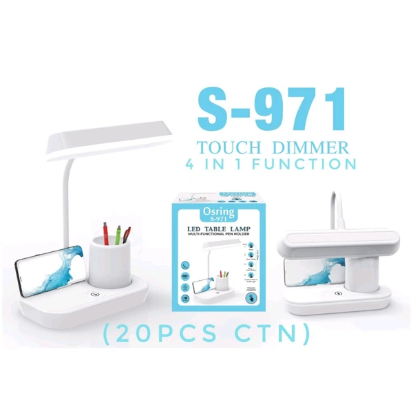 LED S-971 Table Lamp (Multifunctional Pen Holder , 4in1 , White , Warm White , White+Warm White & Continue Press To Shuffle Light)