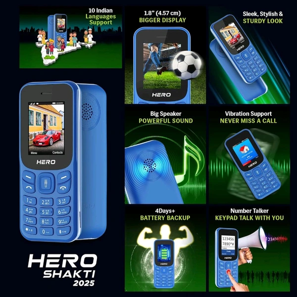 Lava Hero Shakti 2025 Dual Sim Keypad Mobile Phone (with Vibration Alert) | 1.8″ Display ( Service Center Warranty )