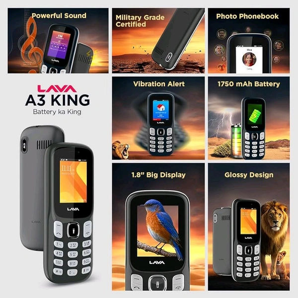 Lava A3 King Dual Sim Keypad Mobile Phone 1750mAh Big Battery 1.8" Large Display ( Service Center Warranty )