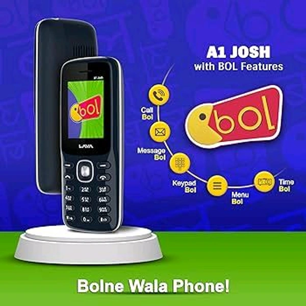 Lava A1 Josh (with BOL Feature) Dual Sim Keypad Mobile Phone | Long-Lasting Battery Auto Call Recording ( Service Center Warranty )