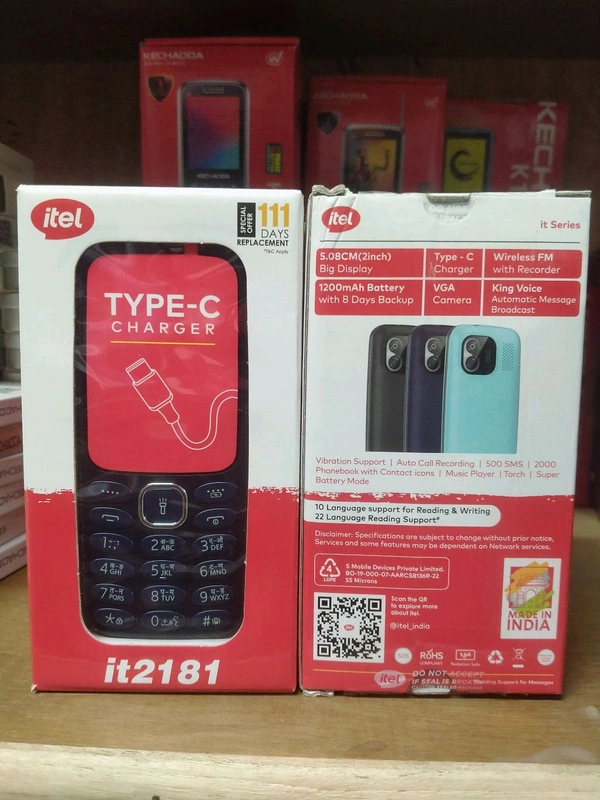 Itel 2181 Keypad Mobile Phone 5.08cm ( 2inch ) Big Display 1200mah Battery With Type-c Charger ( Service Center Warranty )