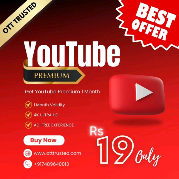 OTT TRUSTED STORE  𝗬𝗢𝗨𝗧𝗨𝗕𝗘 𝗔𝗗𝗦 𝗙𝗥𝗘𝗘 - 2 MONTH, ADS FREE PPAN