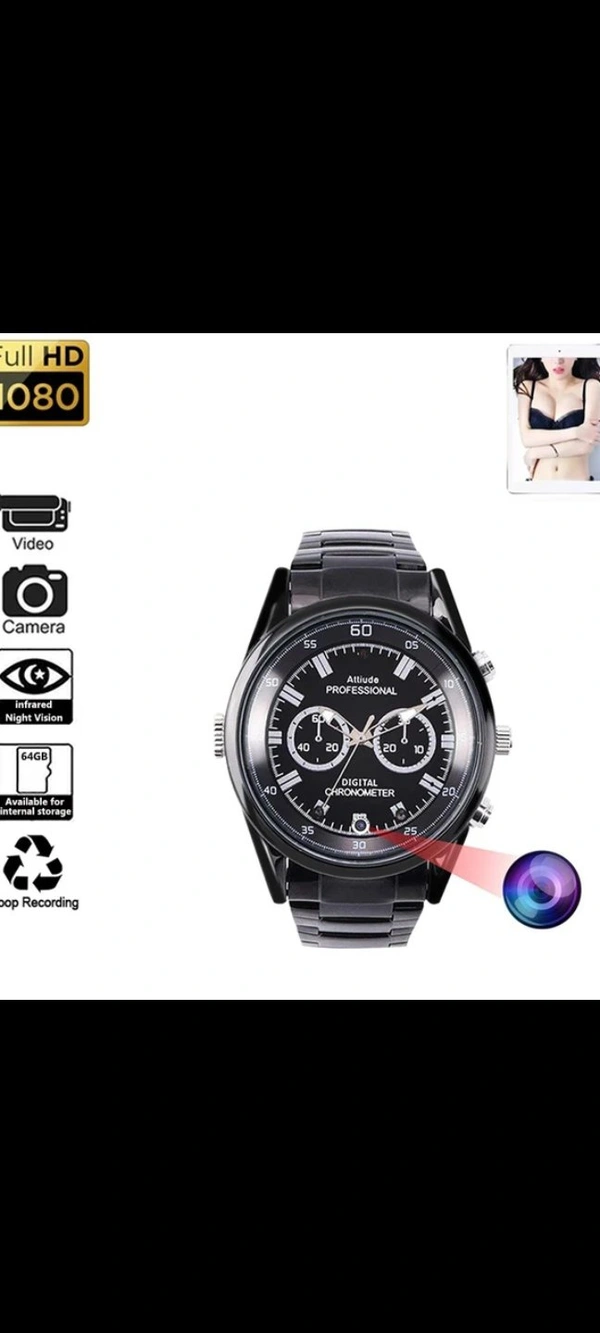 Hidden Camera Watch - Black