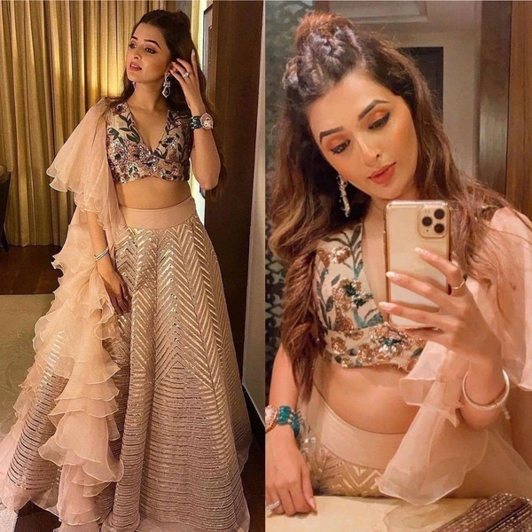 Prayosha Elegant Kasturi Silk Lehenga with Ruffle Dupatta - M