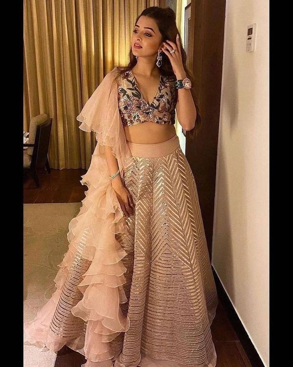 Prayosha Elegant Kasturi Silk Lehenga with Ruffle Dupatta - M