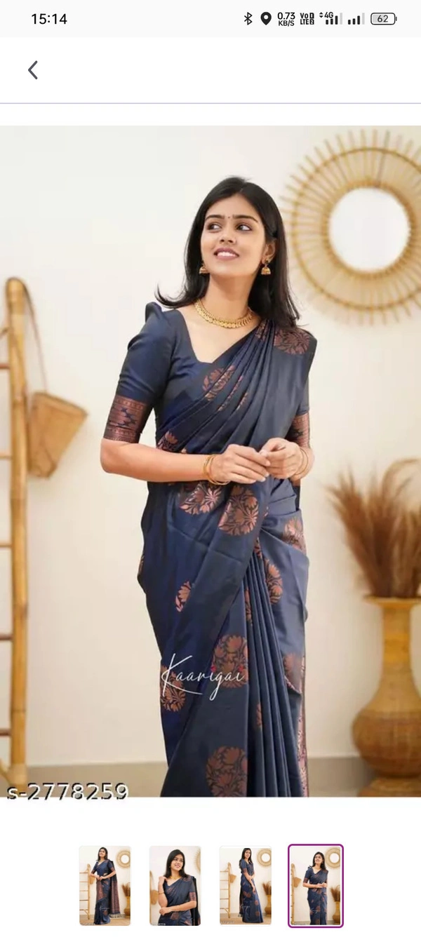 Neha Collection Fancy Banarasi Jacquard Silk Women's Saree - Blue, Free Size