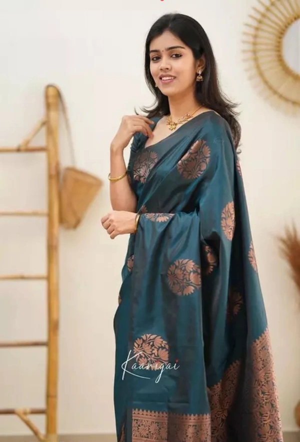 Neha Collection Fancy Banarasi Jacquard Silk Women's Saree - Casal, Free Size
